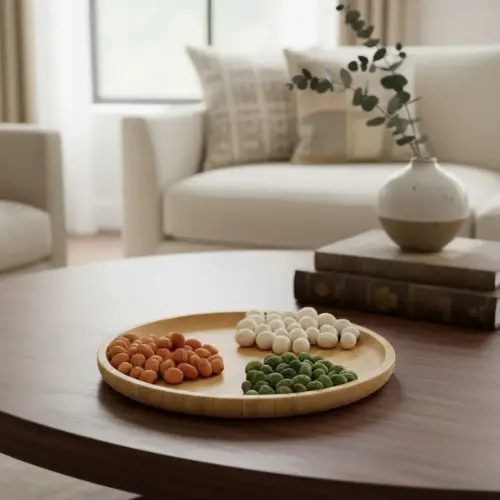 Bandeja de Bambu e Pinus Multiuso Decoração Mesa Posta
