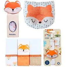 Kit Bebê Naninha Prendedor Chupeta Fralda Boca Travesseiro Anatômico Algodão 100% Algodão