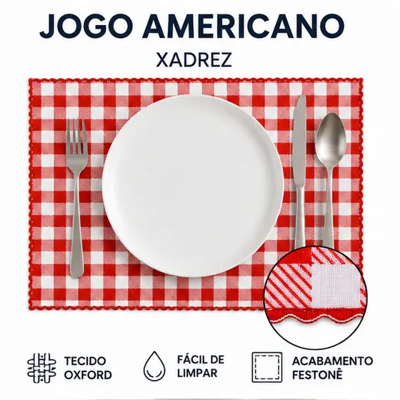 Kit Jogo Americano Dupla Face Tecido Mesa Posta 2 4 6 8 10 Peças