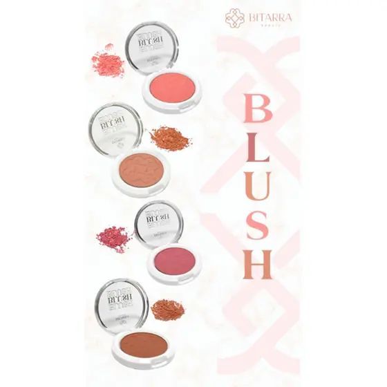 Blush compacto bitarra multifuncional matte e cintilante alta pigmentação textura fina bronzer rosa rosado marrom