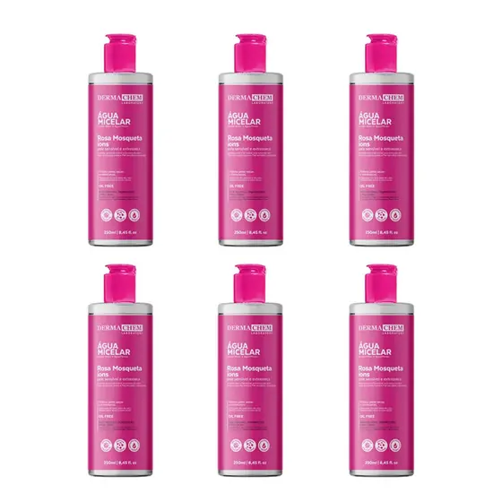 Kit C/ 6 Água Micelar Rosa Mosqueta Íons Dermachem 250ml