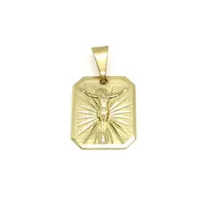 Pingente Placa Com Cristo Luz Detalhes Laterais Diamantada Banhada a Ouro 18k