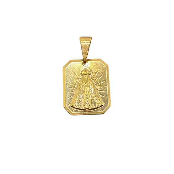 Pingente Placa Com Nossa Senhora Aparecida Banhada a Ouro 18k