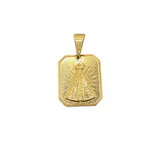 Pingente Placa Com Nossa Senhora Aparecida Banhada a Ouro 18k