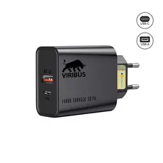 Fonte Carregador Turbo 20w Usb + Type-c Pd Qc 3.0 Quick Charger 110v / 240v - Viribus