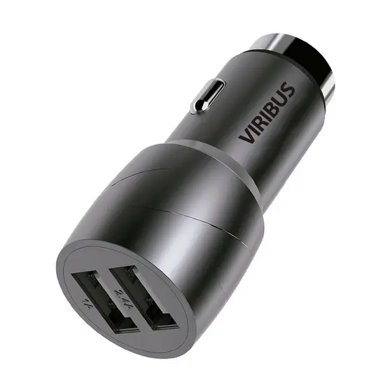 Carregador Veicular Rápido Premium Com 02 Entradas Usb 2.4A Viribus