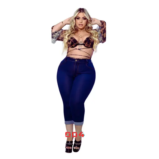 Calça Jeans Feminina Capri Plus Size Levanta Bumbum Premier Curve