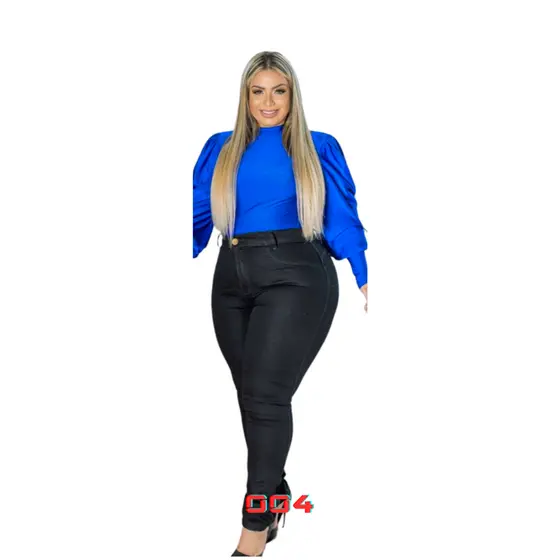 Calça Jeans Feminina Plus Size Cintura Alta Com Lycra Elastano Curve
