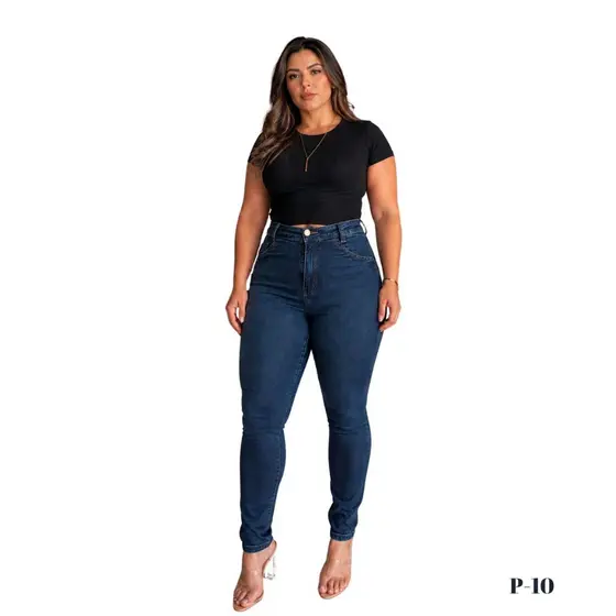 Calça Jeans Skinny Feminina Plus Size com Elastano 46 ao 54  Cintura Alta