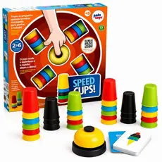 Speed Cups Pakitoys Jogo 30 Copinhos Coloridos 24 Cartas Campainha Brinquedo Educativo