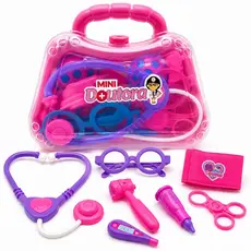 Mini Maleta Médica Infantil Doutora Kit Médico Brinquedo Educativo Faz de Conta Presente Menina 8 Peças
