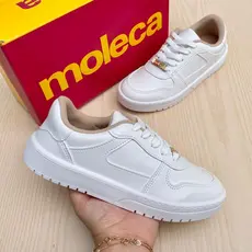 Tênis Sapato Feminino Moleca Costura Casual Moda Confortável Couro Sintético Básico