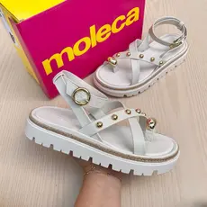 Sandália Papete Feminina Moleca Pingente Confortável Trançada Esfera Moda Verão Casual Plataforma