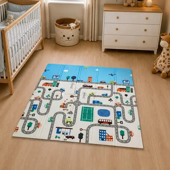 Tapete Tummy Time Infantil Dobrável 120x120cm 10mm Mais Grosso | Atividades para Bebê
