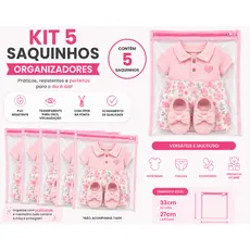 Kit 5 Saquinho Saco Maternidade Bebê Organizador Menino Menina