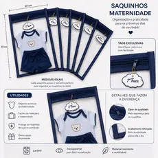 6 Saquinho Maternidade Organizador Viagem Mala Bebê + 6 TAG MALA/VIAGEM/ROUPA SECA/ROUPA LIMPA
