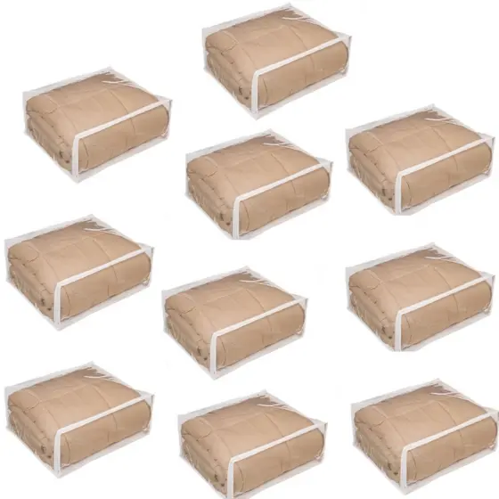 Embalagem Para Cobreleito Casal Em Pvc -kit 10 Unidades Enxoval Guarda Roupa