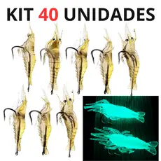 Kit Iscas Artificial camarão De Silicone Com Anzol de 4 cms e 1,2 gramas Pesca Tucunaré Traíra Curvina