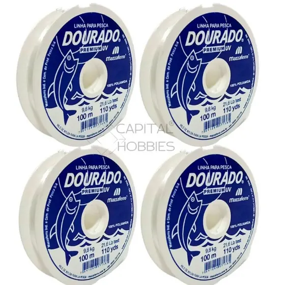 kit 4 carreteis Linha De Pesca Dourado Premium Fio de Nylon