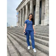 Conjunto Pijama Cirúrgico Azul Petróleo Feminino Tecido Gabardine/ Opcional de calça jogger