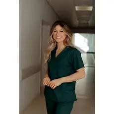 Pijama Cirúrgico Scrub Feminino Clássico Verde Escuro Jalecos Conforto