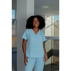 Pijama Cirúrgico Scrub Feminino Clássico Azul Claro Jalecos Conforto