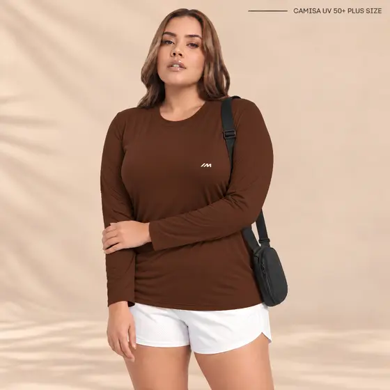 Camisa UV 50+ Feminina Plus Size Manga Longa Segunda Pele Térmica Malha Fria G1 ao G5 Praia Pesca