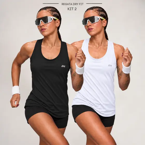 Kit 2 Regata Dry Fit Feminina Academia Musculação Treino Anti Suor Anti Odor Caminhada Corrida Furadinha