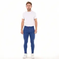 Calça Alfaiataria Bengaline Skinny Azul Risca De Giz