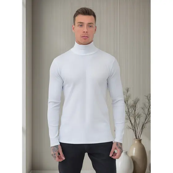 Cacharrel  Camiseta Manga Longa Gola Alta Canelada