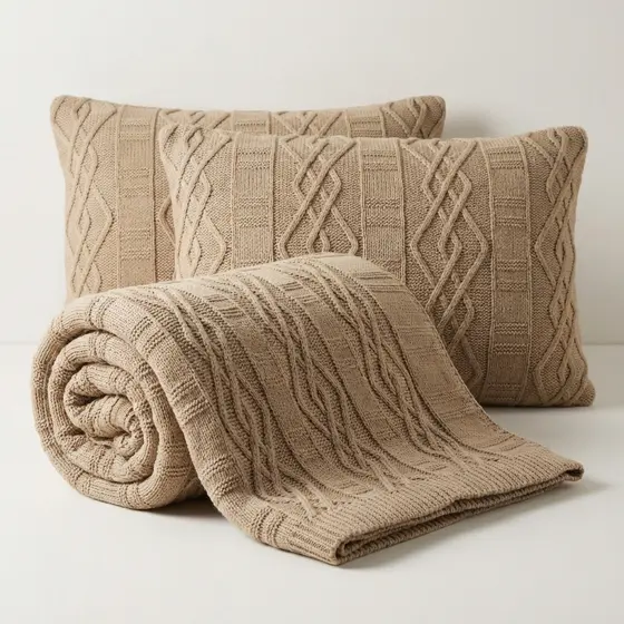 PESEIRA MANTA TRICÔ CAMA CASAL QUEEN 230X60cm +2 CAPA DE ALMOFADA 60X40cm  C02