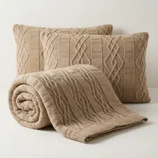 PESEIRA MANTA TRICÔ CAMA CASAL QUEEN 230X60cm +2 CAPA DE ALMOFADA 60X40cm C02