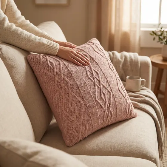 Capa para Almofada Tricô 45x45cm Decoração Sofá Sala Usufruto Elegância e Aconchego para o Ambiente C45
