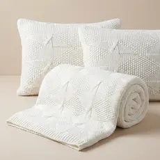 PESEIRA MANTA TRICÔ CAMA KING SOFÁ SALA 260X60cm +2 CAPA DE ALMOFADA 60X40cm Yara Y01