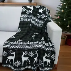 Manta Natalina Tricô Macia Decorativa Sofá Poltrona Enfeite Natal Renas