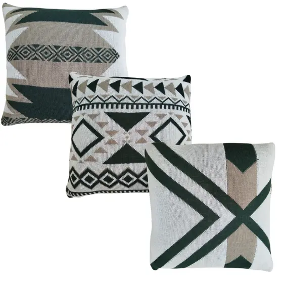 Kit 3 Capa de Almofada 45x45 Tricô Decorativa , Sofá Poltrona Sala Quarto , Offwhite,Verde e Bege