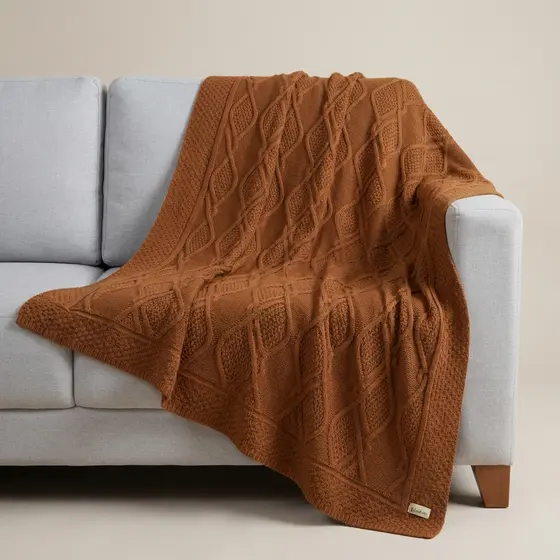 Manta de Tricô Para Sofá Poltrona Cobertor Cama 150x90cm Usufruto Decoração Sala R05