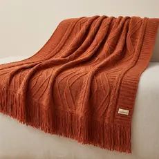 Manta de Tricô Para Sofá Poltrona Cobertor Cama Franjas 150x90cm Usufruto Decoração Sala H01