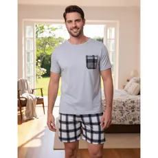 Pijama Masculino Xadrez Short Curto Verão Original