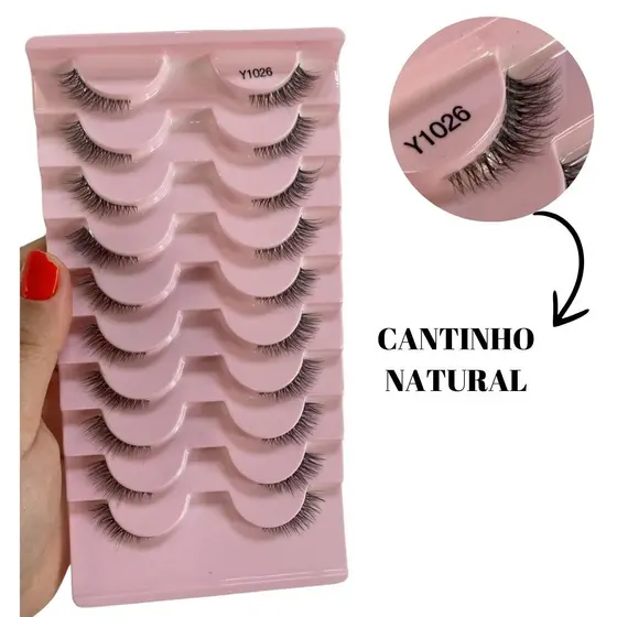 10 Pares de Cílios Postiços Y1026 - Cantinho Gatinho Natural half eyelash