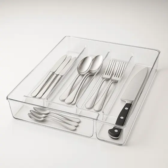 Organizador de Talheres para Gaveta com 5 Divisórias Multiuso para Cozinha Organizada