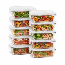 Kit Potes de Vidro 640ml Hermético Marmita Fit com Tampa 4 Travas