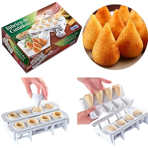 Formas Fábrica de Coxinha Salgado Modelador 8 Coxinhas Faça em casa