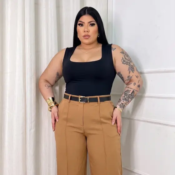 Kit 2 Blusa Feminina Regata Suplex Decote Quadrado Básica Alça Grossa Blusinha Dia a Dia Academia GG G1 G2 Plus SIze