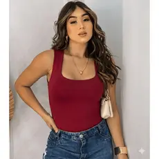 Blusa Regata Feminina Decote Quadrado Suplex Premium Forro Frontal Não Transparente Elasticidade
