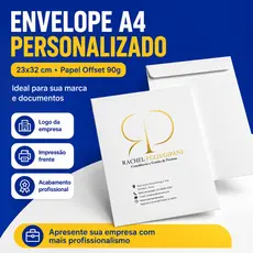 Envelope A4 Personalizado com Logo 23x32cm Papel Offset 90g Kit 50 100 250 Unidades