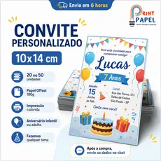 Convite Personalizado 10x14cm  20 a 50 Unidades Fazemos Qualquer Tema  Offset 180g  Aniversário Infantil ou Adulto