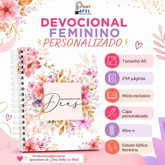 Caderno Devocional Personalizado ''SEU NOME'' 2027 NO Secreto Com Deus Orações e Estudo Biblico