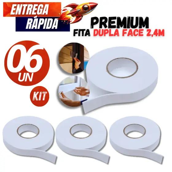 Conjunto Especial 06/04/03/02 Fitas 2,4m - Banana Adesiva Dupla Face Espuma Super Aderente Resistente  Boa Fixação Total