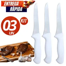 Jogo 3/2/1 Faca 26,8cm 6" Linha Top Chef Profissional Carne Churrasco Açougueiros Variáveis Linha Inox